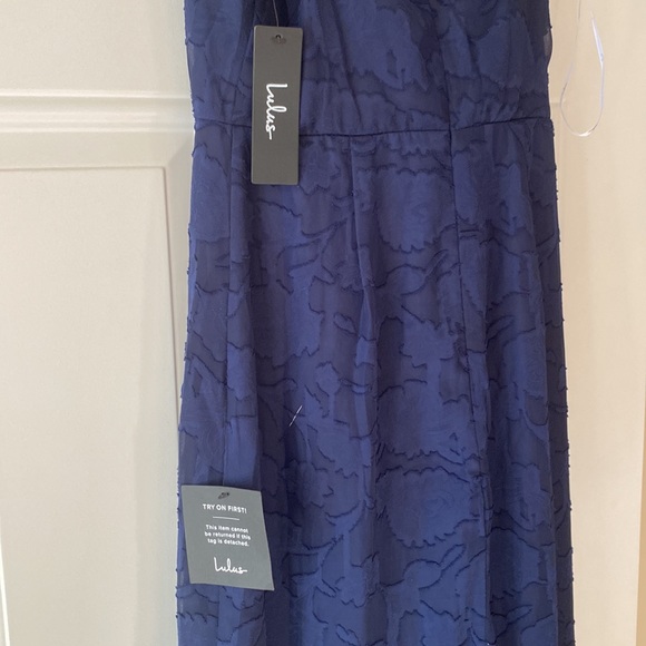 NWT lulus navy blue flower midi dress - Picture 2 of 8